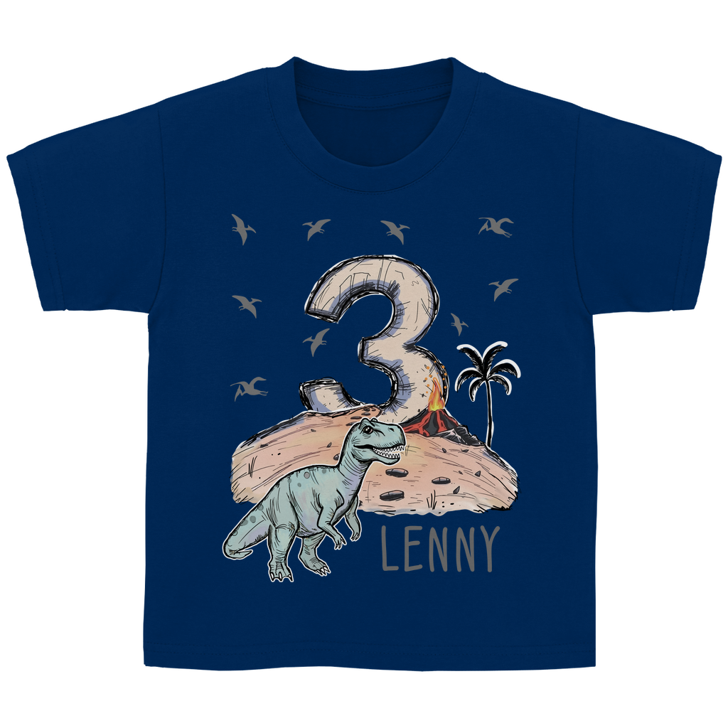 Personalisiertes Geburtstagsshirt für Jungen – T-Shirt mit Namen & Alter | Dino Design | Geschenk für 3-6 Jahre