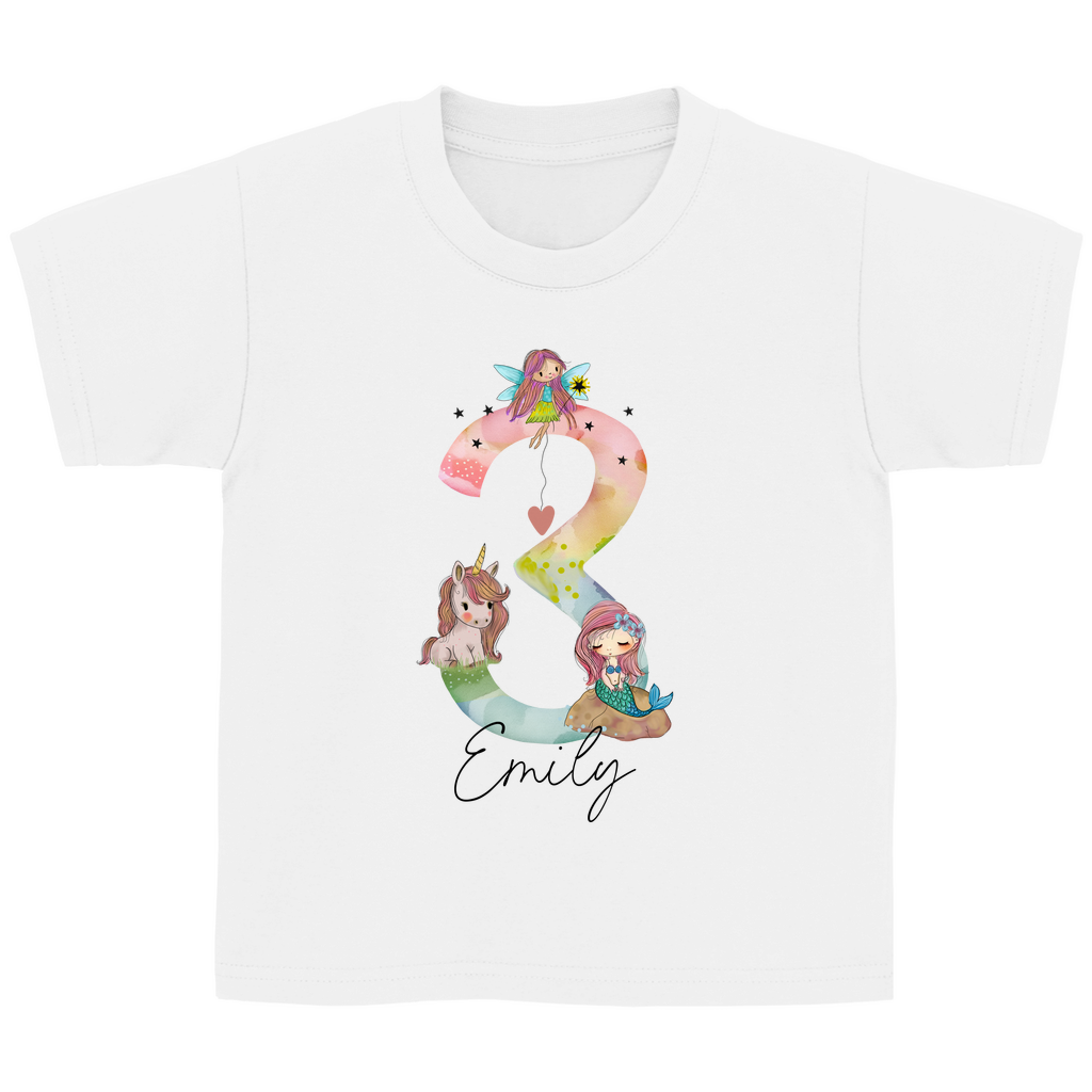 Personalisiertes T-Shirt für Mädchen mit Einhorn-Motiv im Aquarell-Stil