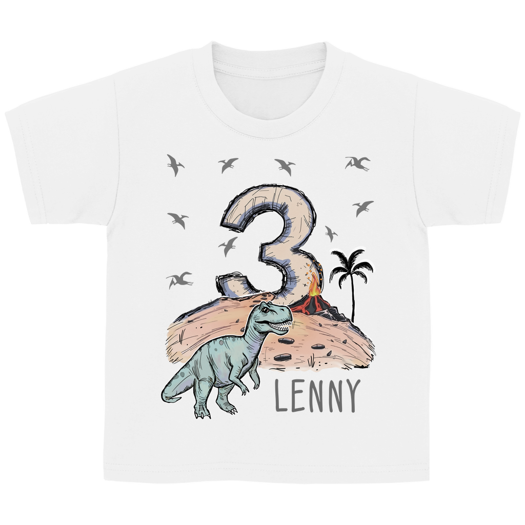 Personalisiertes Geburtstagsshirt für Jungen – T-Shirt mit Namen & Alter | Dino Design | Geschenk für 3-6 Jahre