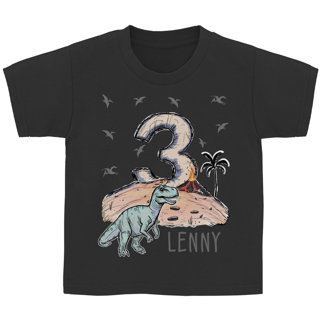 Personalisiertes Geburtstagsshirt für Jungen – T-Shirt mit Namen & Alter | Dino Design | Geschenk für 3-6 Jahre