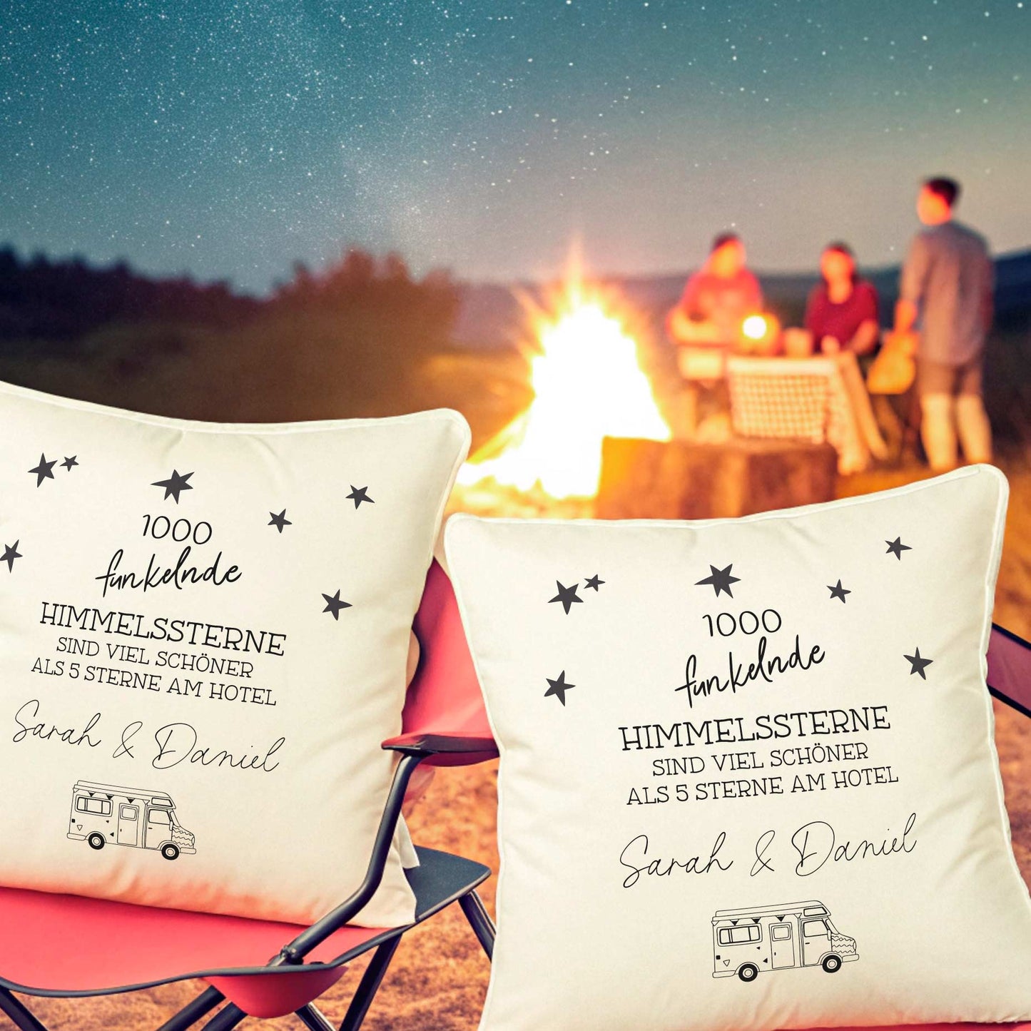 Geschenkidee für Camper mit einem personalisierten Kissen