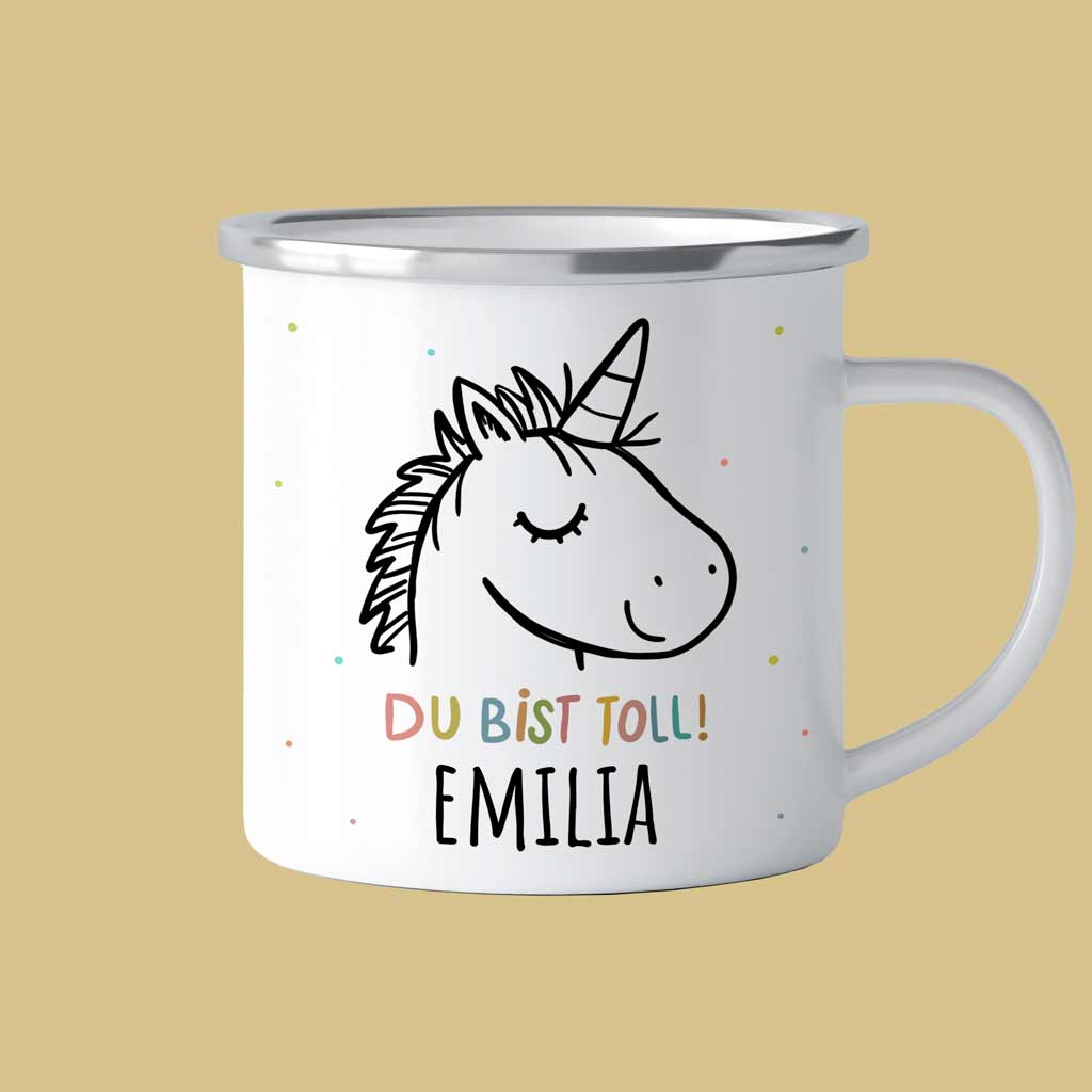 Der personalisierte Abenteuer-Becher | Emaille-Tasse mit Namen