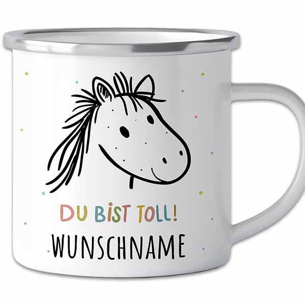 Der personalisierte Abenteuer-Becher | Emaille-Tasse mit Namen