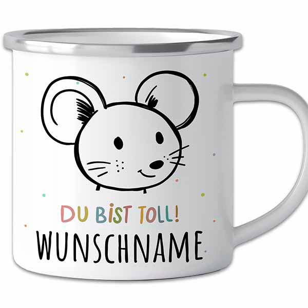 Der personalisierte Abenteuer-Becher | Emaille-Tasse mit Namen