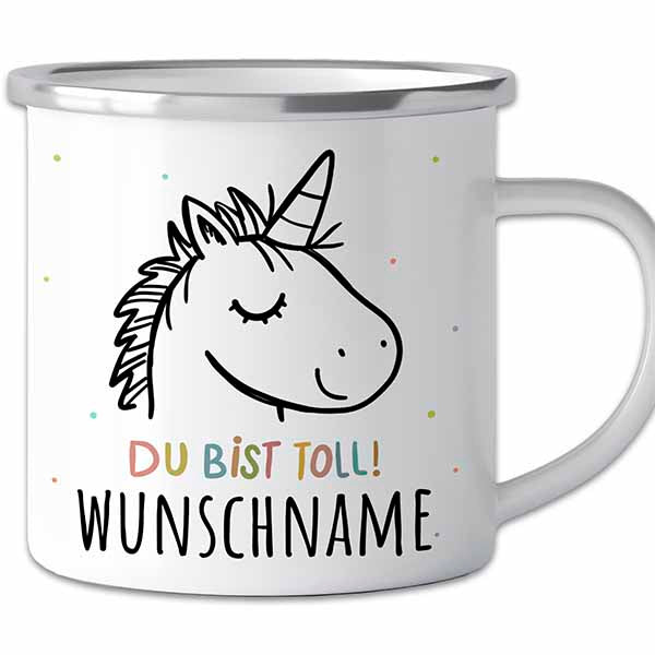 Der personalisierte Abenteuer-Becher | Emaille-Tasse mit Namen
