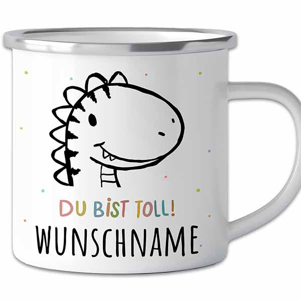 Der personalisierte Abenteuer-Becher | Emaille-Tasse mit Namen