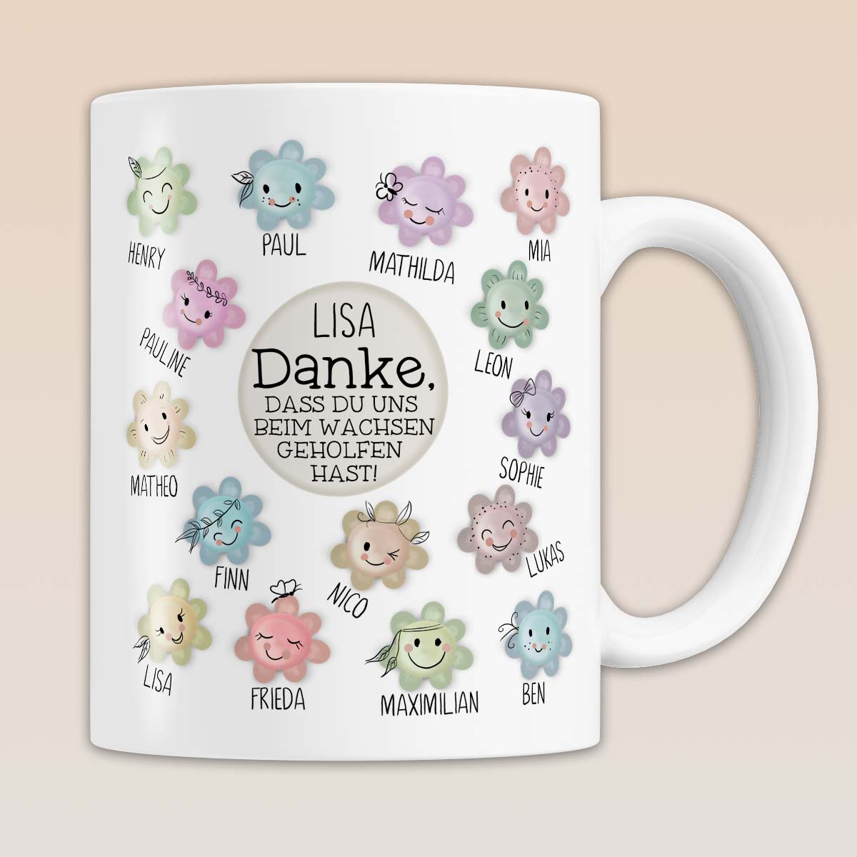 Abschiedsgeschenk Kindergarten, Kita & Schule, Erzieherin und Lehrer Tasse | Personalisiertes Geschenk Handabdruck, Weihnachten Dankeschön