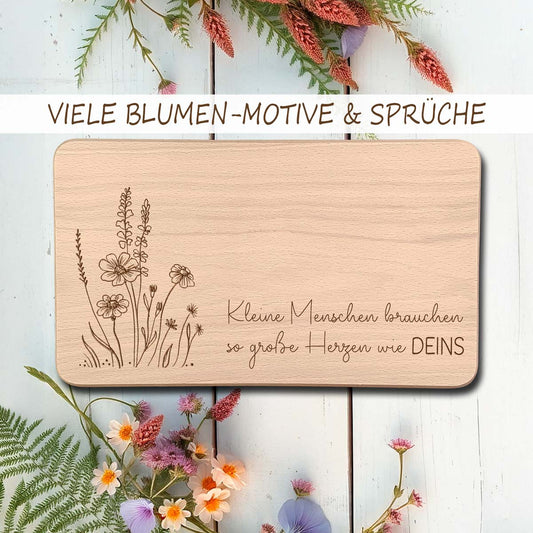 Graviertes Abschiedsgeschenk Erzieherin - Buchenholz-Frühstücksbrettchen, Schneidebrett