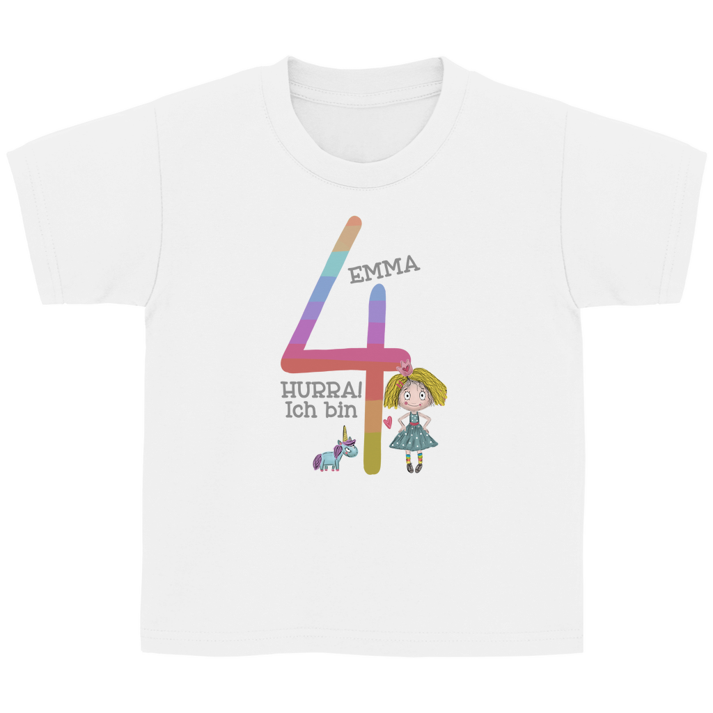 Personalisiertes Geburtstags T-Shirt für Mädchen mit Einhorn & Prinzessin Motiv | Shirt mit Namen & Zahl (3-6 Jahre)