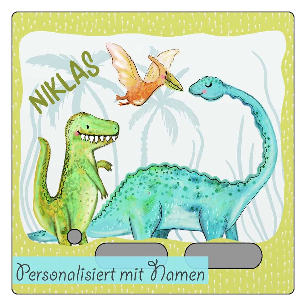 Schutzfolie für Toniebox Name PERSONALISIERBAR wischfest kratzfest Tonie Folie LED durchscheinend mit Dino