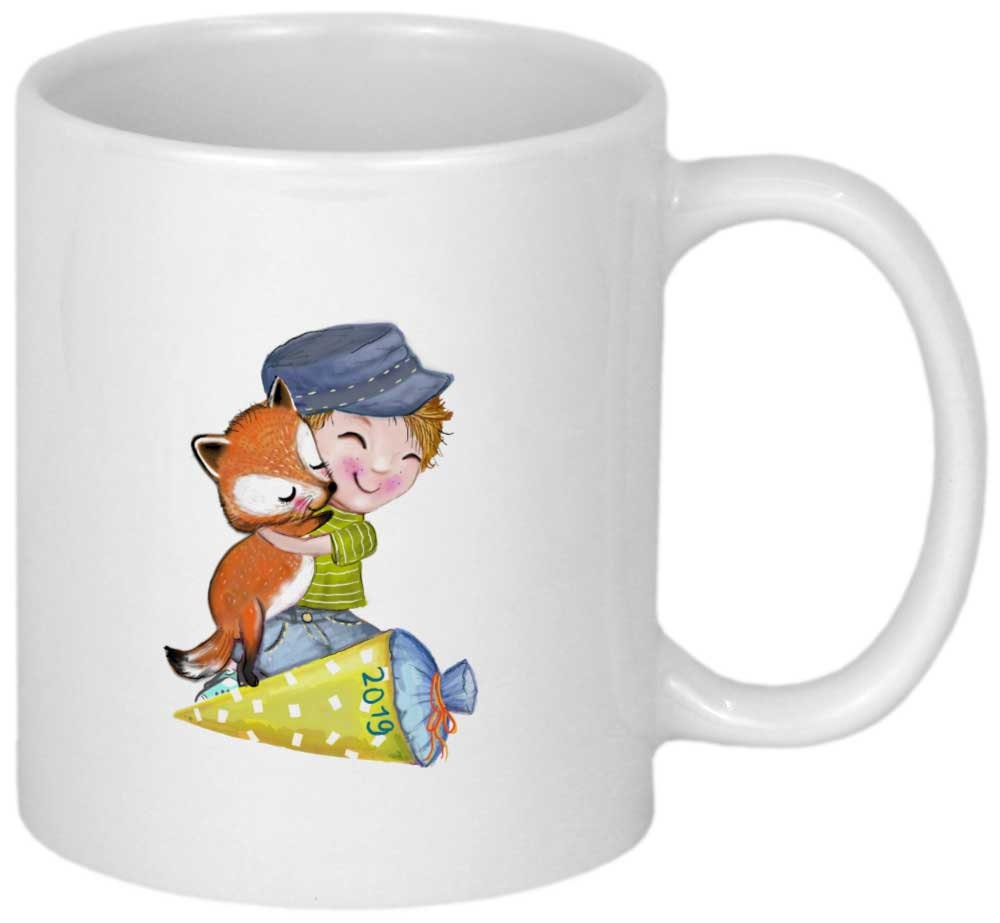 Geschenk Einschulung Junge mit Fuchs Schulanfang Tasse PERSONALISIERT Einschulungsgeschenke
