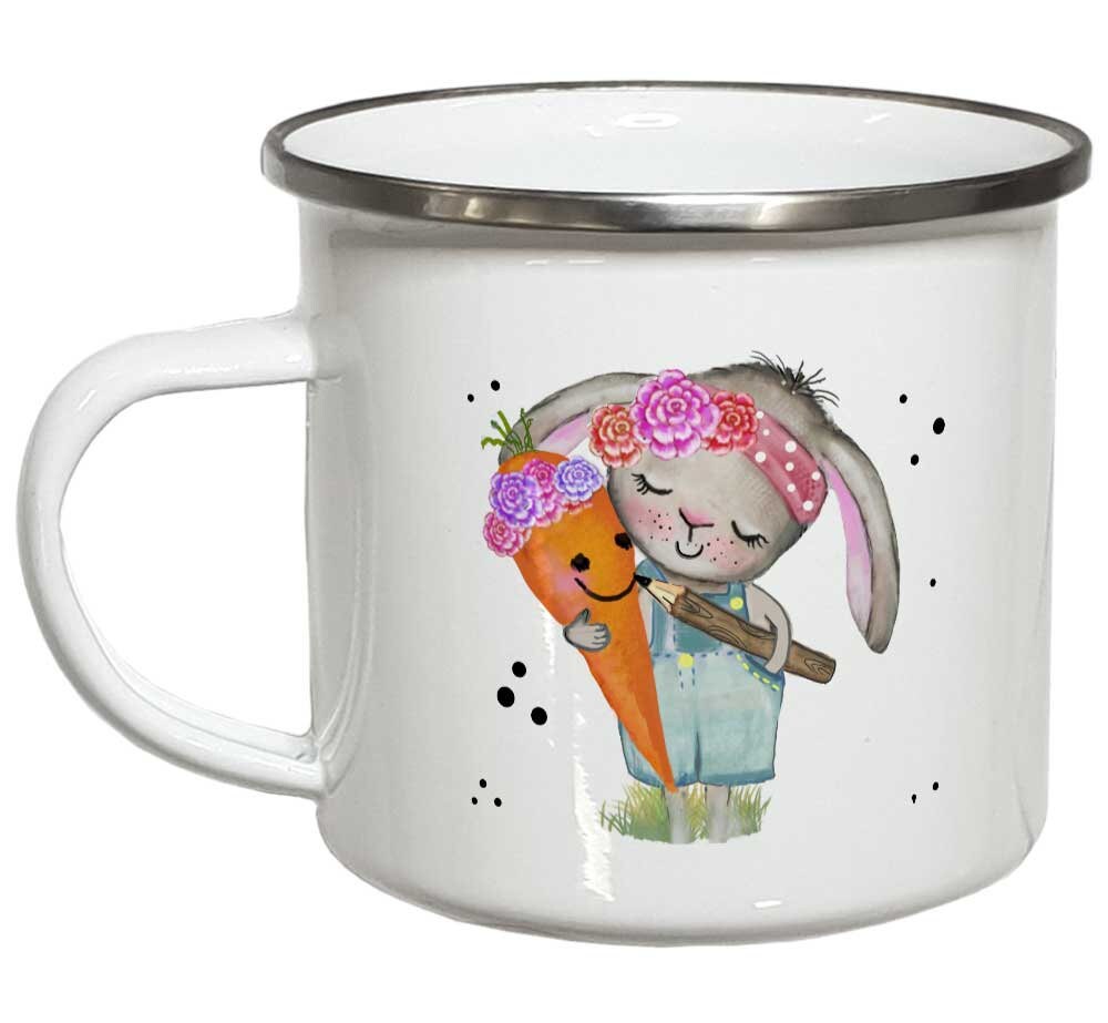 Hase Tasse mit Name Namenstasse Kinder Kindertasse Emaille Becher Emailletasse oder Keramik Kinderbecher personalisiert