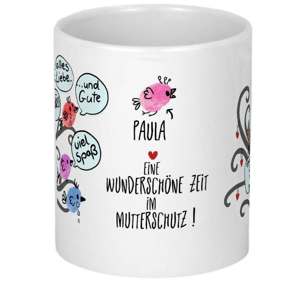 Lustiges Mutterschutz Geschenk Abschiedsgeschenk Babypause Abschied Kollegin Tasse mit Namen personalisiert
