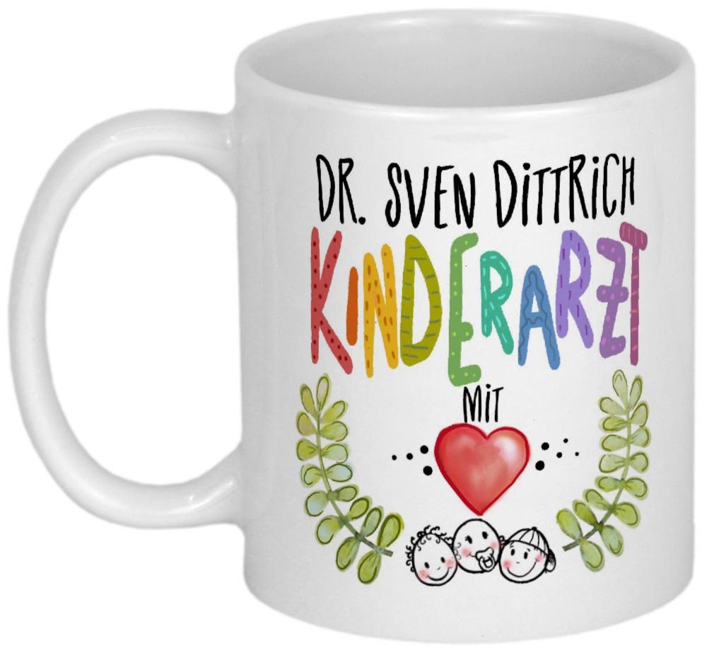 Danke Geschenk Kinderärztin mit Herz Doktor Geschenk Tasse mit Namen personalisiert Arzt Becher mit Spruch Dankeschön Kinderarzt