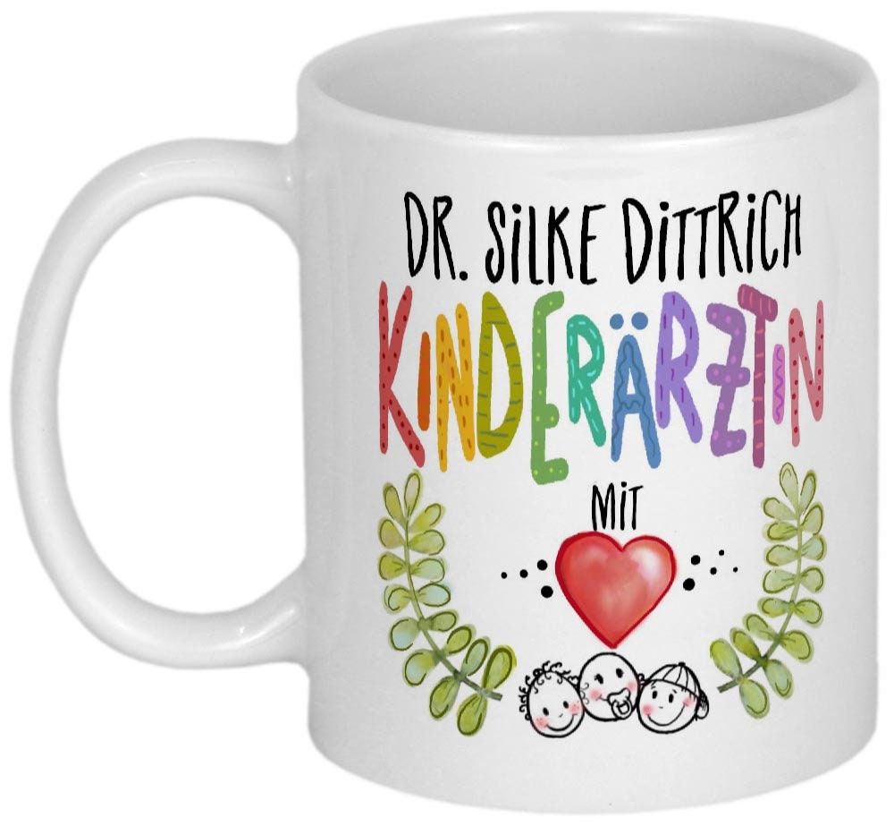 Danke Geschenk Kinderärztin mit Herz Doktor Geschenk Tasse mit Namen personalisiert Arzt Becher mit Spruch Dankeschön Kinderarzt