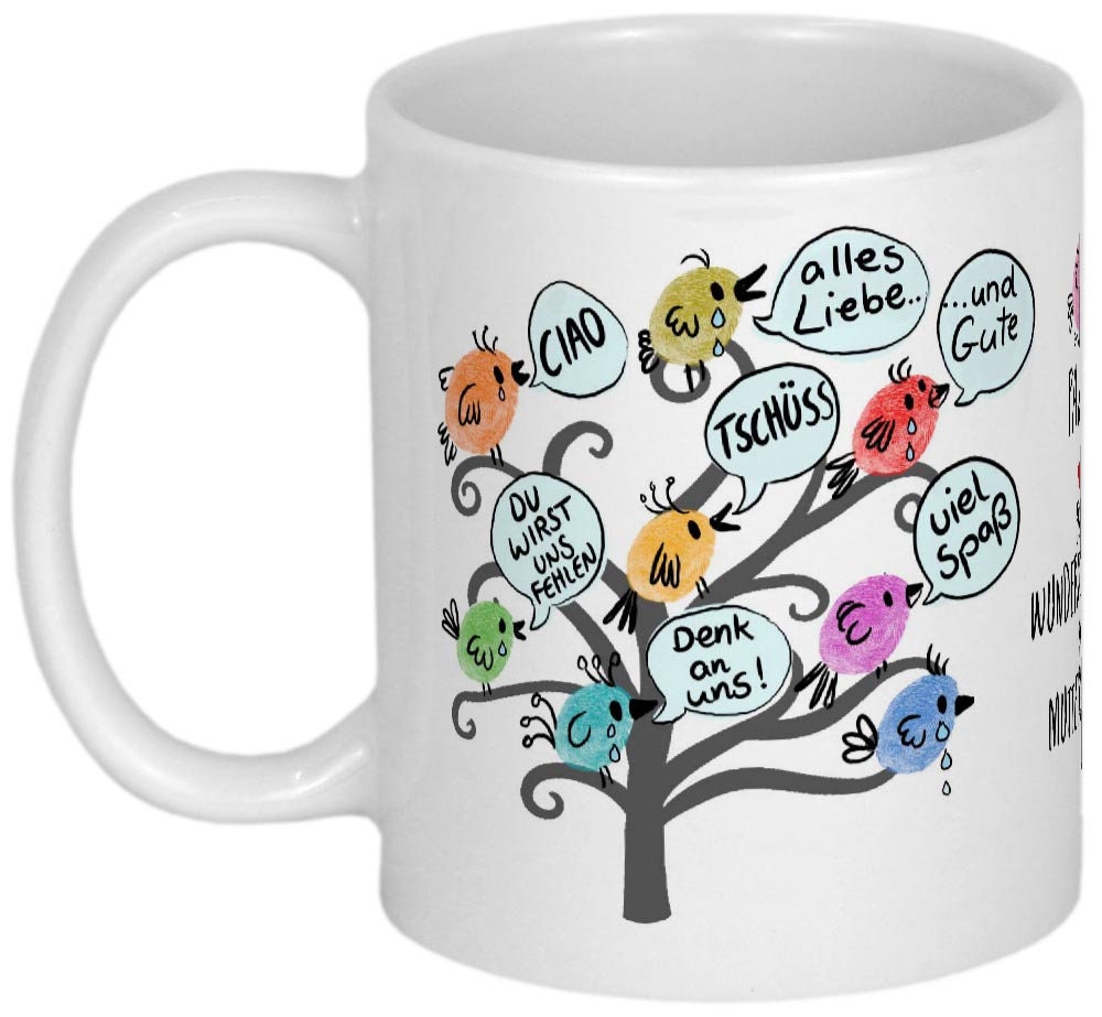 Lustiges Mutterschutz Geschenk Abschiedsgeschenk Babypause Abschied Kollegin Tasse mit Namen personalisiert