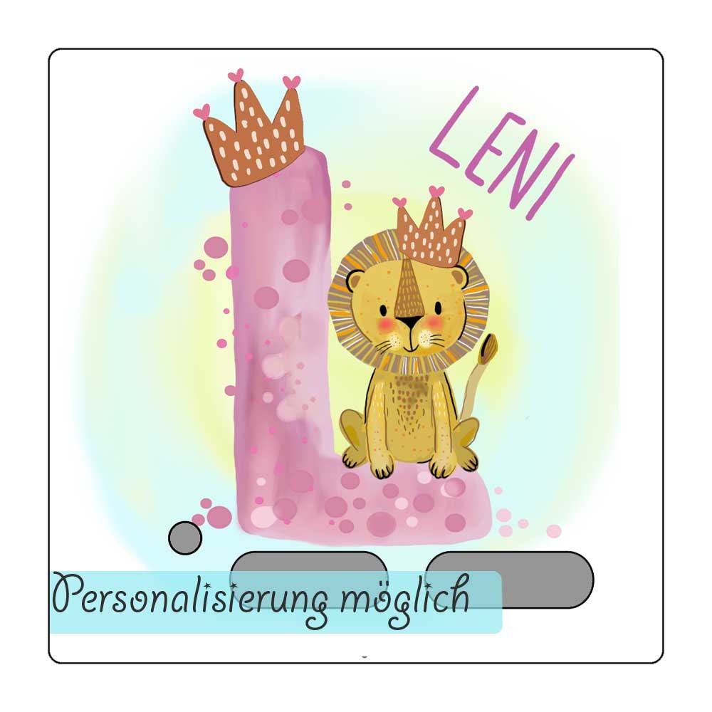 Tonie Schutzfolie für Toniebox Folie selbstklebend personalisiert mit Namen Löwe Buchstabe L wischfest Abriebfest Schutz LED durchscheinend