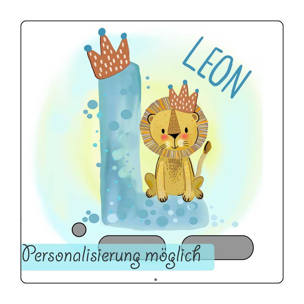 Tonie Schutzfolie für Toniebox Folie selbstklebend personalisiert mit Namen Löwe Buchstabe L wischfest Abriebfest Schutz LED durchscheinend