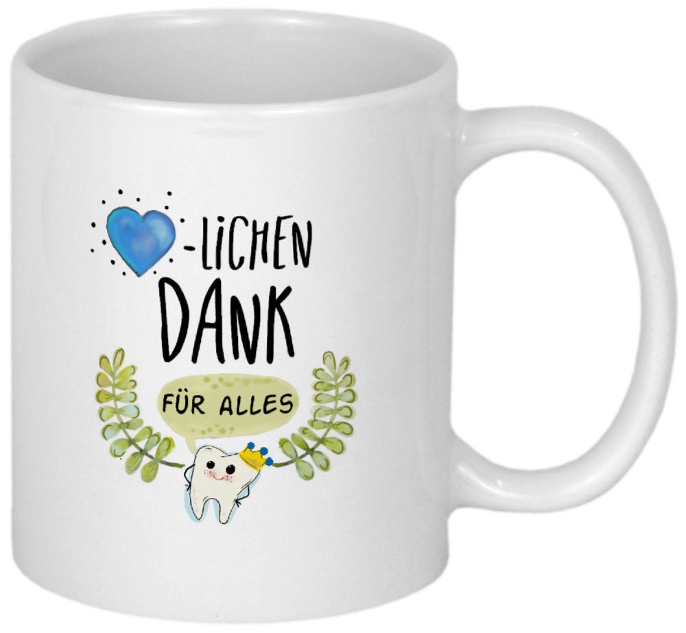 Herzliches Dankeschön für Zahnarzt Geschenk Zahnärztin Geschenkideen personalisierte Tasse Danksagung Geburtstagsgeschenk mit Herz