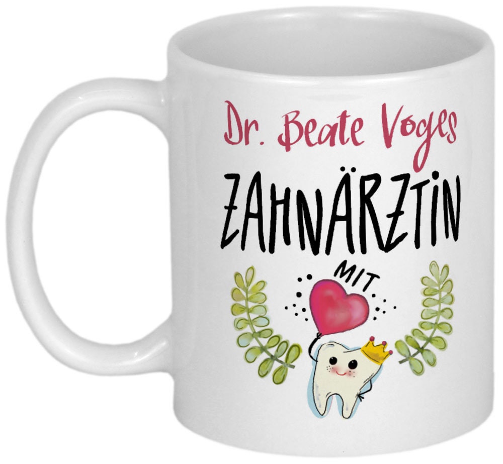 Herzliches Dankeschön für Zahnarzt Geschenk Zahnärztin Geschenkideen personalisierte Tasse Danksagung Geburtstagsgeschenk mit Herz