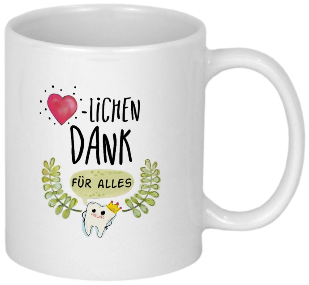 Herzliches Dankeschön für Zahnarzt Geschenk Zahnärztin Geschenkideen personalisierte Tasse Danksagung Geburtstagsgeschenk mit Herz