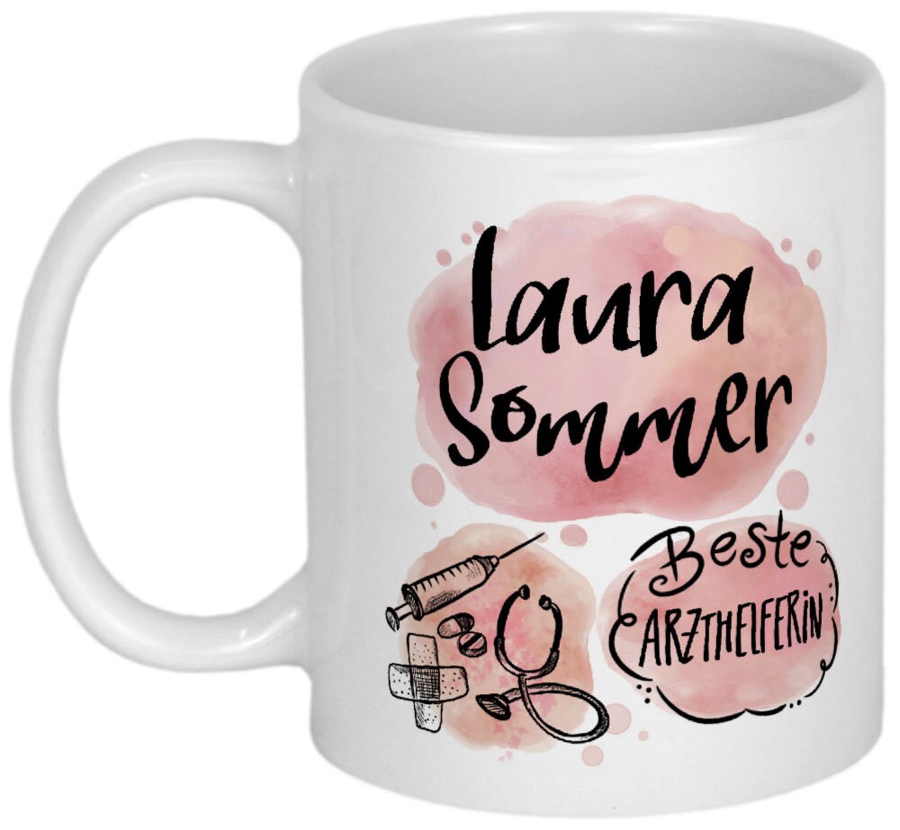 Dankeschön für Arzthelferin Geschenk Arzthelferinnen Geschenkideen personalisierte Tasse mit Namen Danksagung Weihnachtsgeschenk Geburtstag