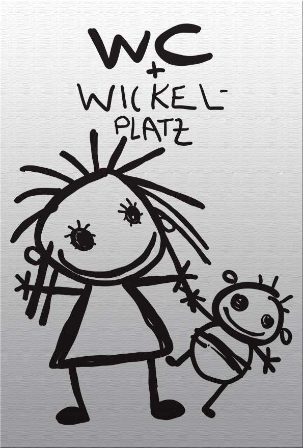 WC Schild lustig Alu-Verbund Toilettenschild selbstklebend Türschild Toilette Kloschild Damen Herren Unisex Wickelraum 20 x 30 cm KidsStyle