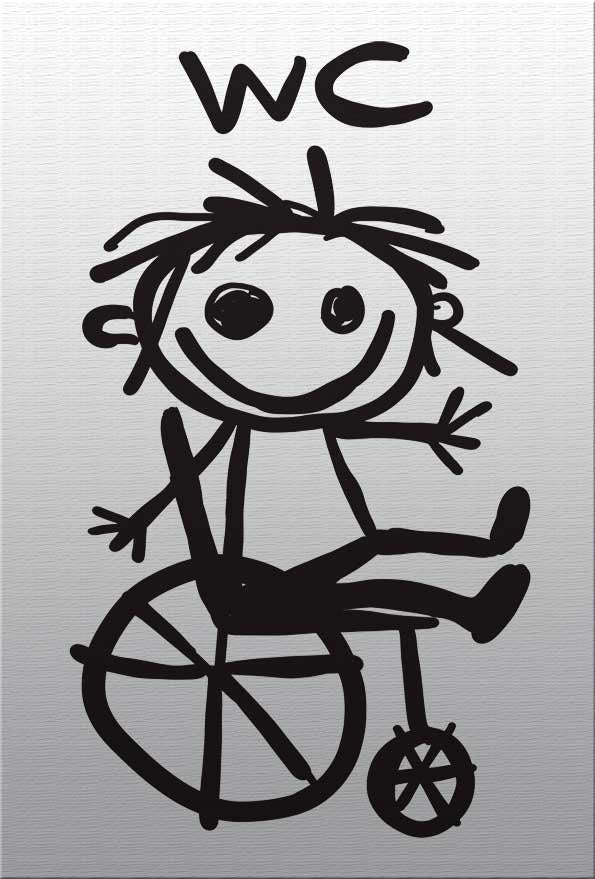 WC Schild lustig Alu-Verbund Toilettenschild selbstklebend Türschild Toilette Kloschild Damen Herren Unisex Wickelraum 20 x 30 cm KidsStyle