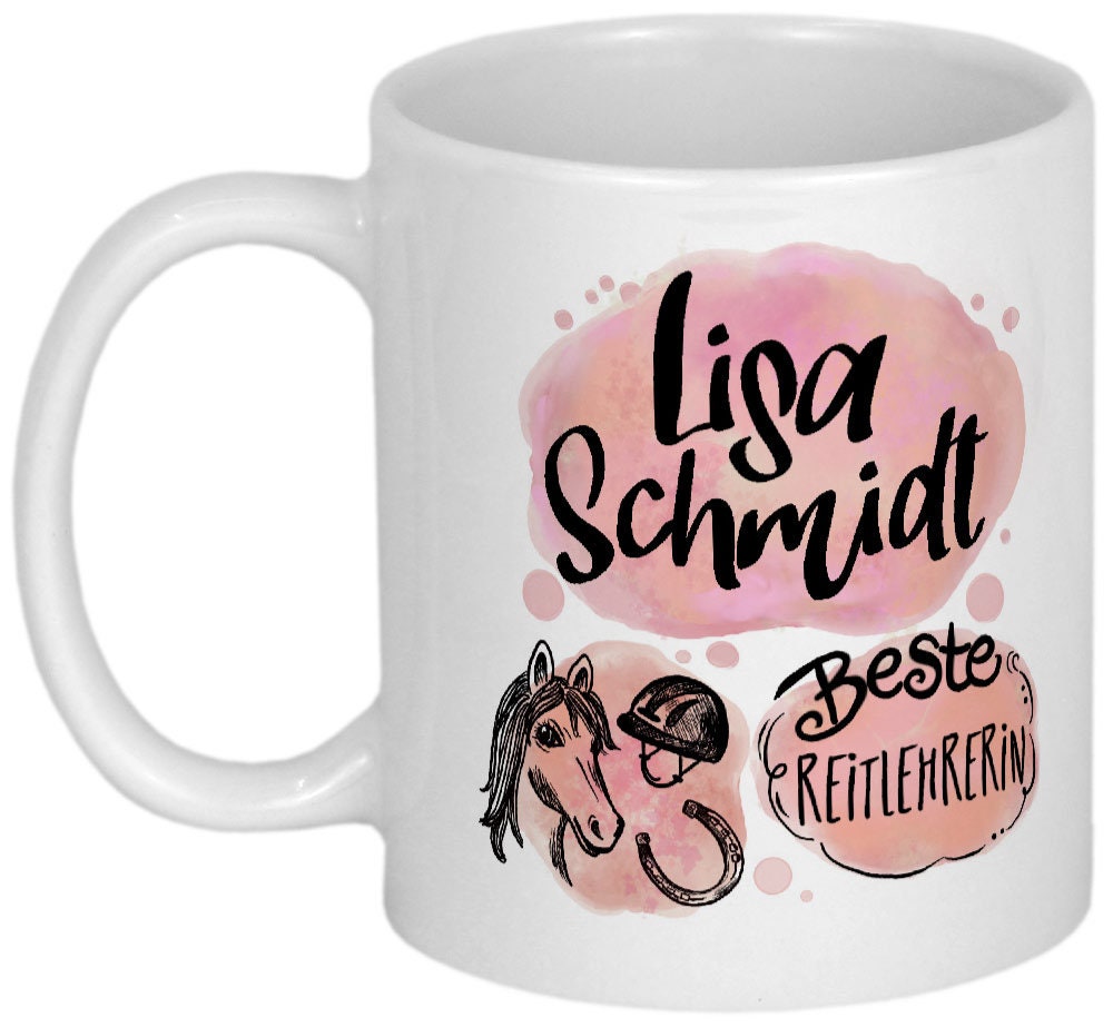 Dankeschön Reitlehrerin Geschenk Reitlehrer Geschenkideen personalisierte Tasse mit Namen Danksagung Weihnachtsgeschenk Geburtstagsgeschenk