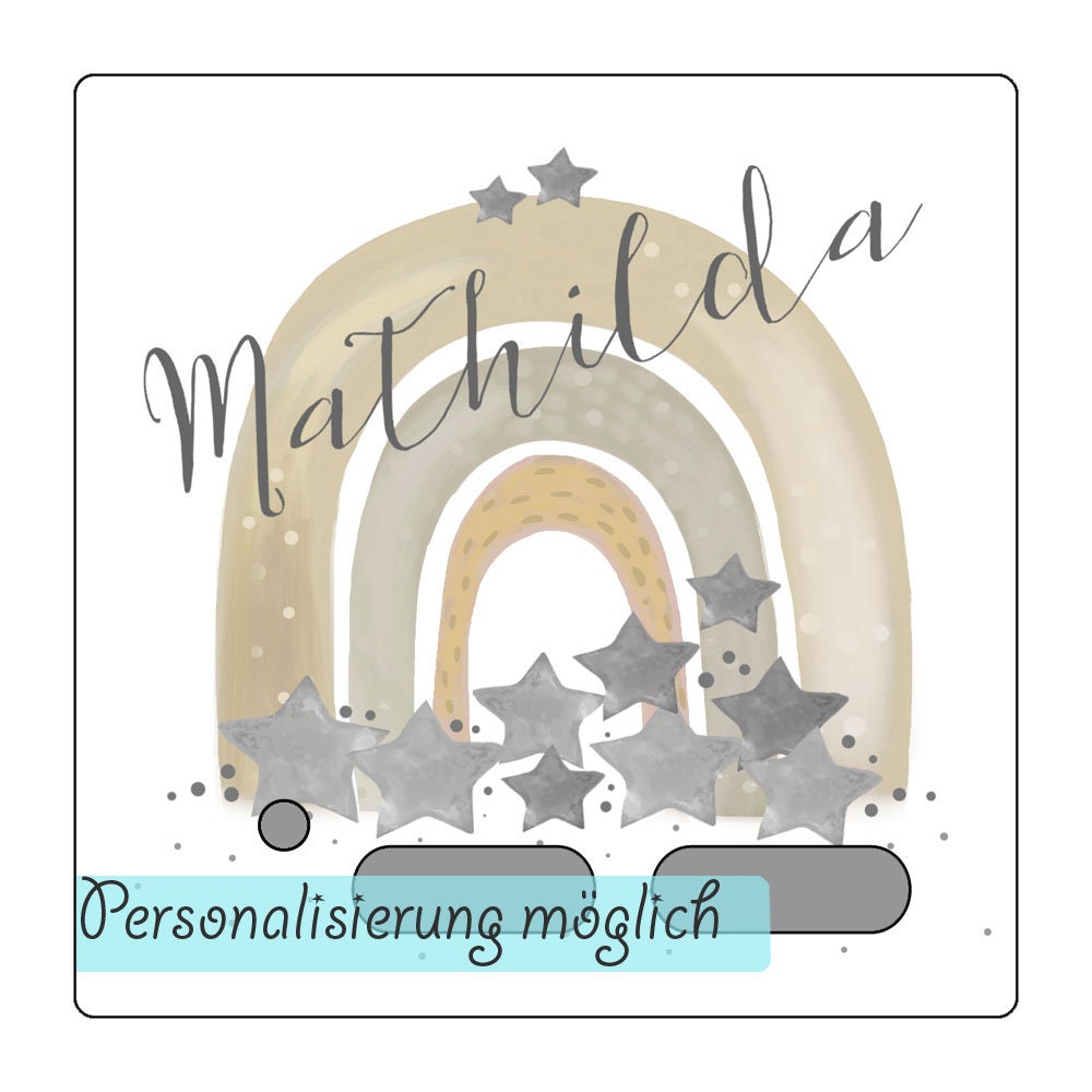 Schutzfolie Toniebox mit Namen Regenbogen beige Tonie Figur Folie selbstklebend personalisiert WISCH-ABRIEBFEST LED durchscheinend Aufkleber