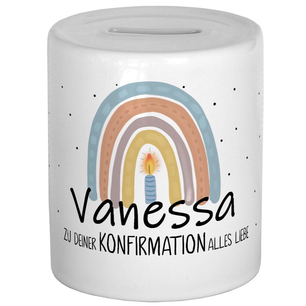 Geschenkidee Konfirmation Geschenk Geldgeschenk personalisierte Spardose mit Namen Geld verschenken Sparschwein Konfirmationsgeschenk