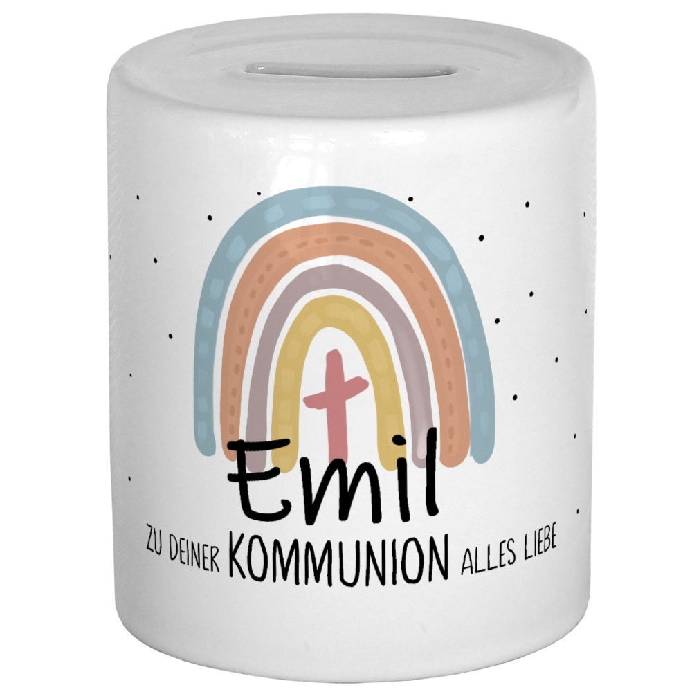 Geschenkidee Kommunion Geschenk Erstkommunion Geldgeschenk personalisierte Spardose mit Namen Geld verschenken Sparbüchse Kommunionsgeschenk