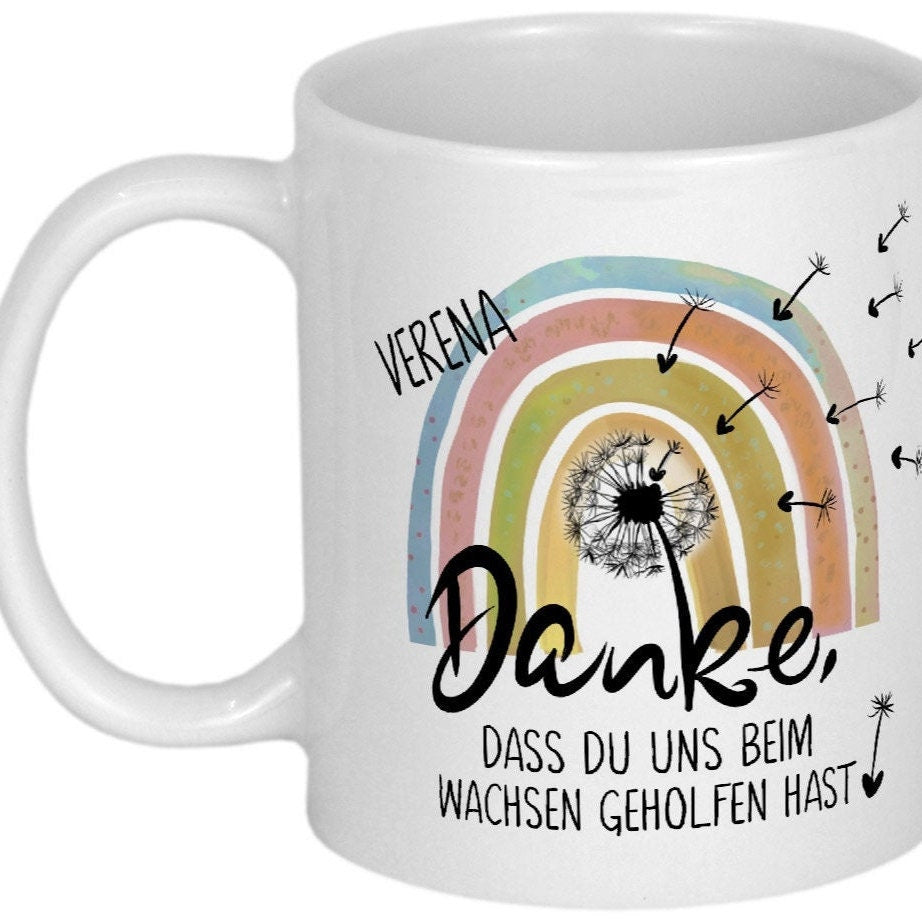 Abschied Kindergarten Abschiedsgeschenke Erzieherin Geschenk Tasse mit Namen Dankeschön Kita Tagesmutter Geschenkidee Erzieher Regenbogen