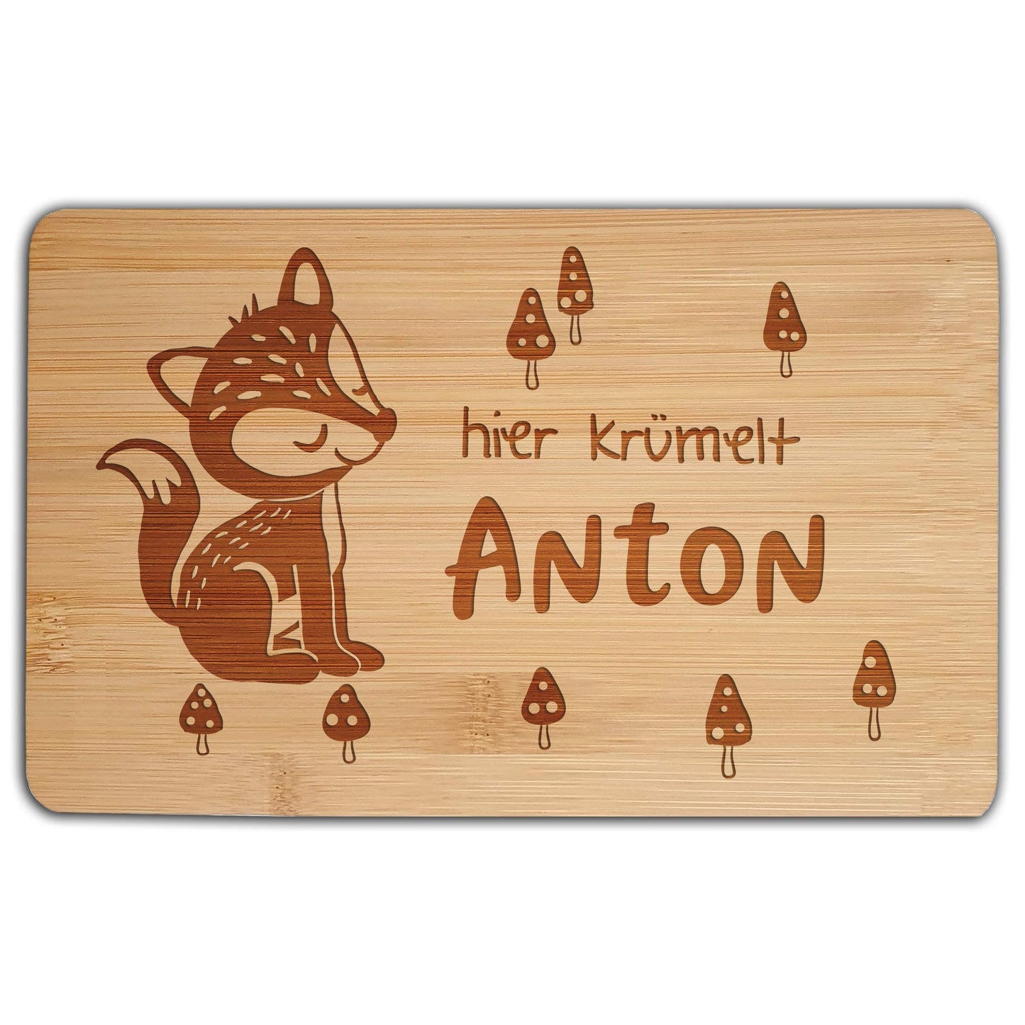 Holzbrett mit Gravur Option Kinder Frühstücksbrett personalisiert Vesperbrett Fuchs Geschenk Geburtstag Junge Weihnachten Mädchen