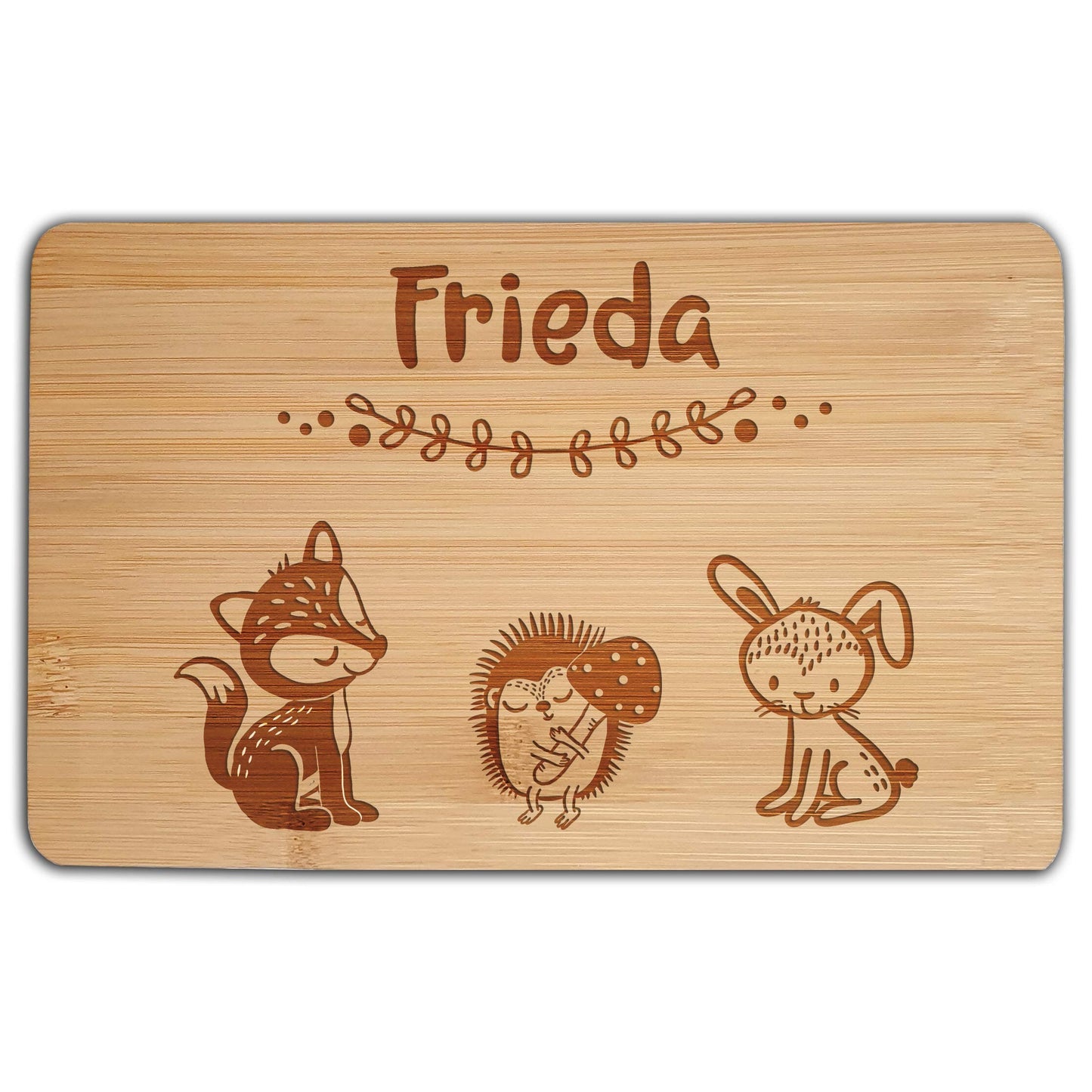Frühstücksbrett mit Gravur Option Kinder Holzbrett personalisiert Vesperbrett Waldtiere Hase Geschenk Geburtstag Junge Weihnachten Mädchen