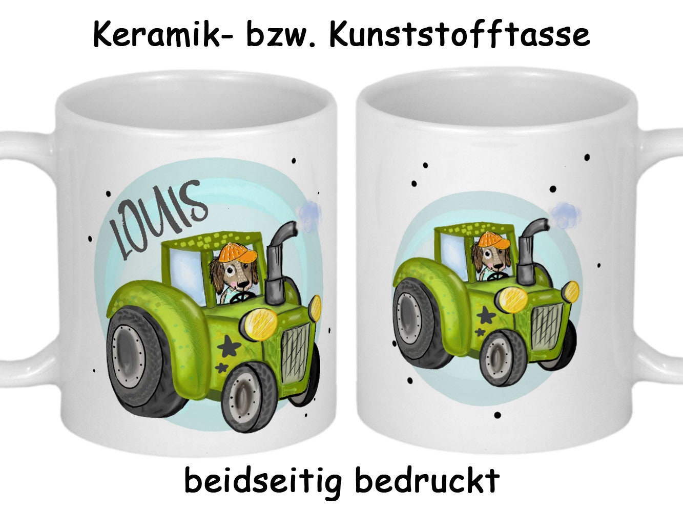 Kindertasse mit Namen Emaille Tasse Kinder Geschenke Geburtstag Weihnachtsgeschenk Polizei Feuerwehr Traktor Bagger auch als Keramiktasse
