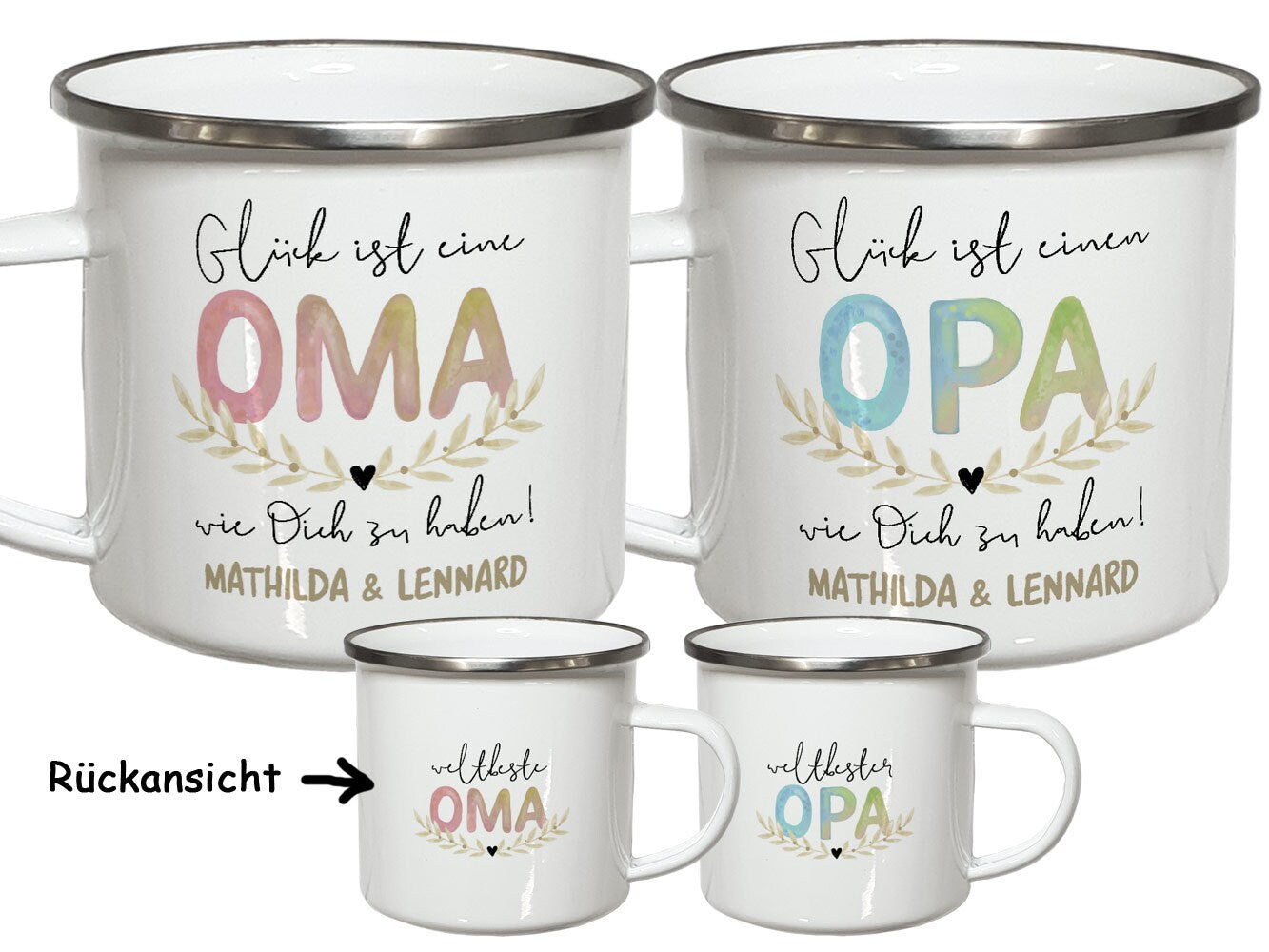 Oma Geschenk Opa Tasse mit Namen Emailletasse oder Keramiktasse personalisiert Geburtstag Großeltern Weihnachtsgeschenk Geburtstagsgeschenk