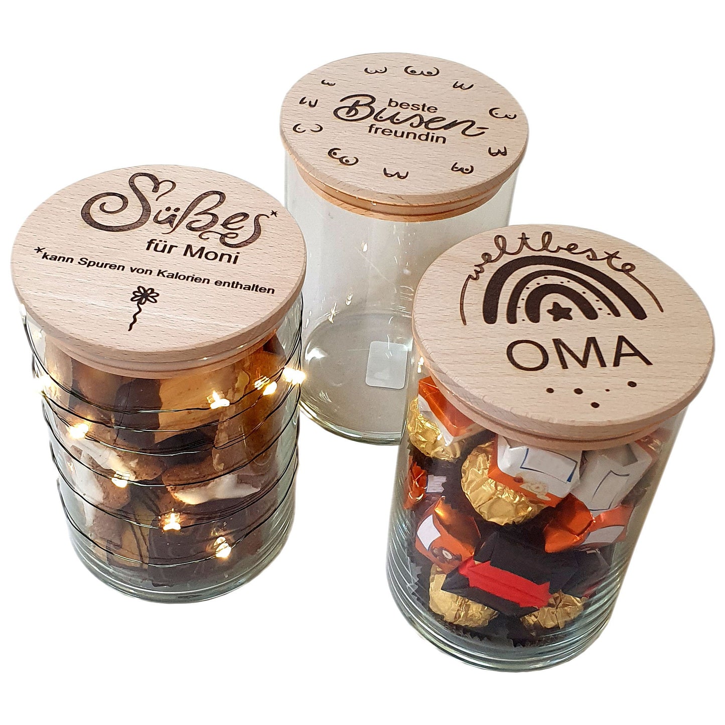 Witziges Freundin Geschenk für Frauen XL Vorratsglas Gravur Holz Deckel Vorratsdosen Glas Weihnachten Geburtstagsgeschenk Busenfreundin BFF