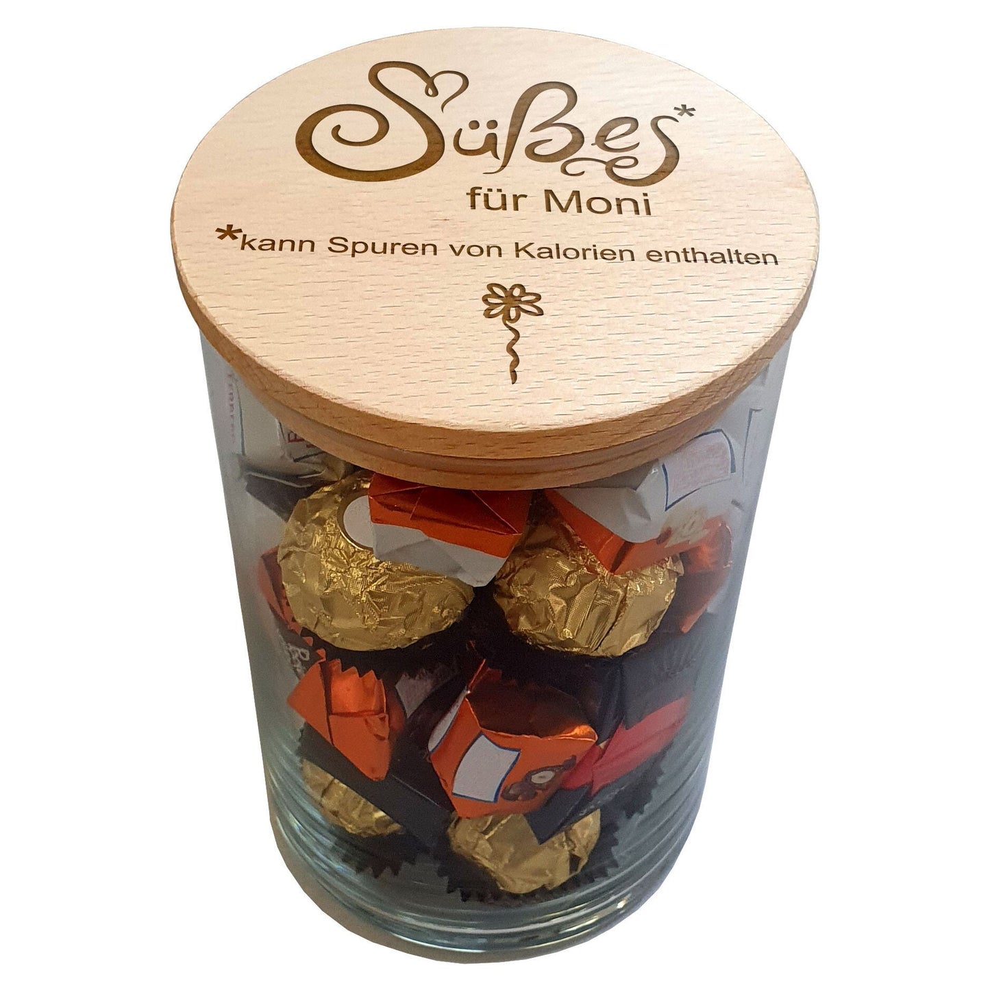 Geschenkidee Freundin Geschenk Mama Kollegin XL Vorratsglas mit Gravur Holz Deckel Vorratsdosen Glas Weihnachtsgeschenk Geburtstagsgeschenk