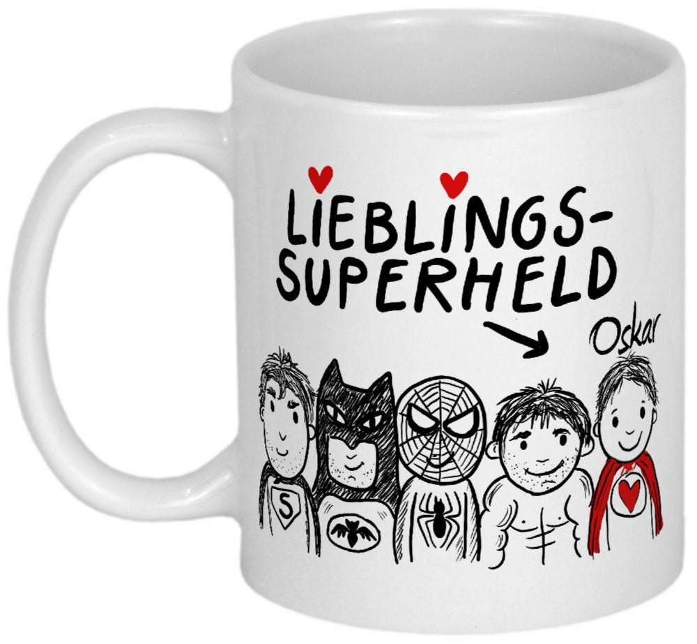 Keramiktasse oder Emaille Becher Superhelden Campingtasse Emailletasse Männergeschenke Geschenke für Papa Väter Onkel Bruder