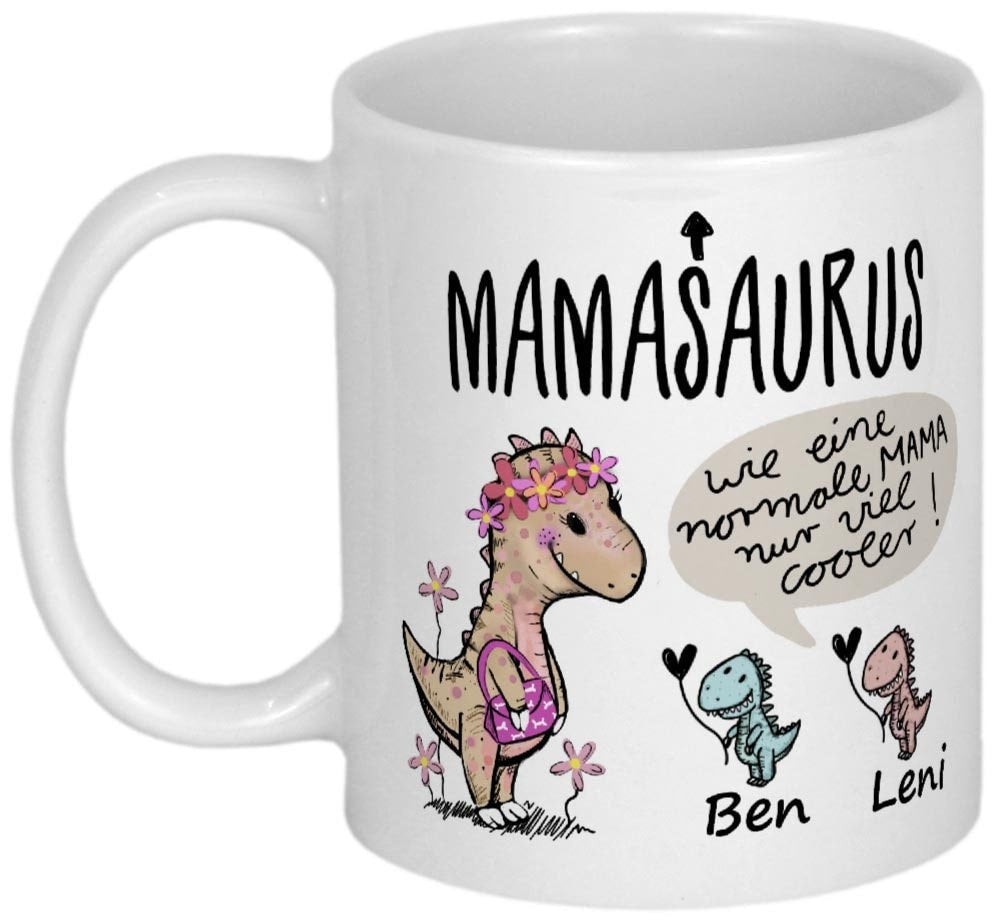 Geschenke für Mama Tasse & Kindern Geburtstagsgeschenk Mutter Weihnachtsgeschenk Geschenkideen Muttertagsgeschenke personalisiert MAMASAURUS