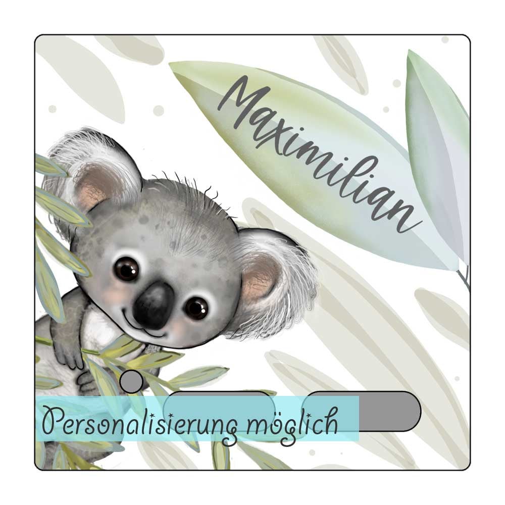My Sweetheart® Schutzfolie für Toniebox mit Namen Koala Koalabär Tonie Figur Folie selbstklebend personalisiert WISCHFEST ABRIEBFEST LED durchscheinend Aufkleber