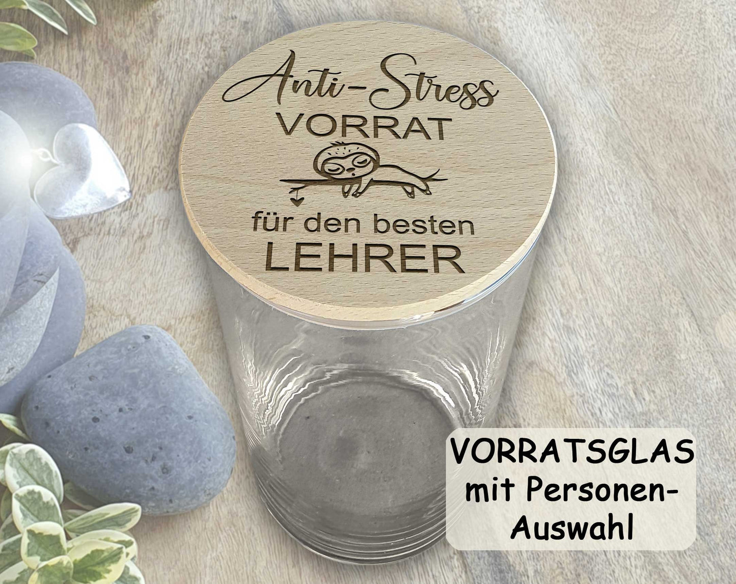 Dankeschön Geschenke XL Glasbehälter mit Holzdeckel lustige Anti Stress Geschenk Idee Danke Kleinigkeit Geburtstagsgeschenk personalisiert