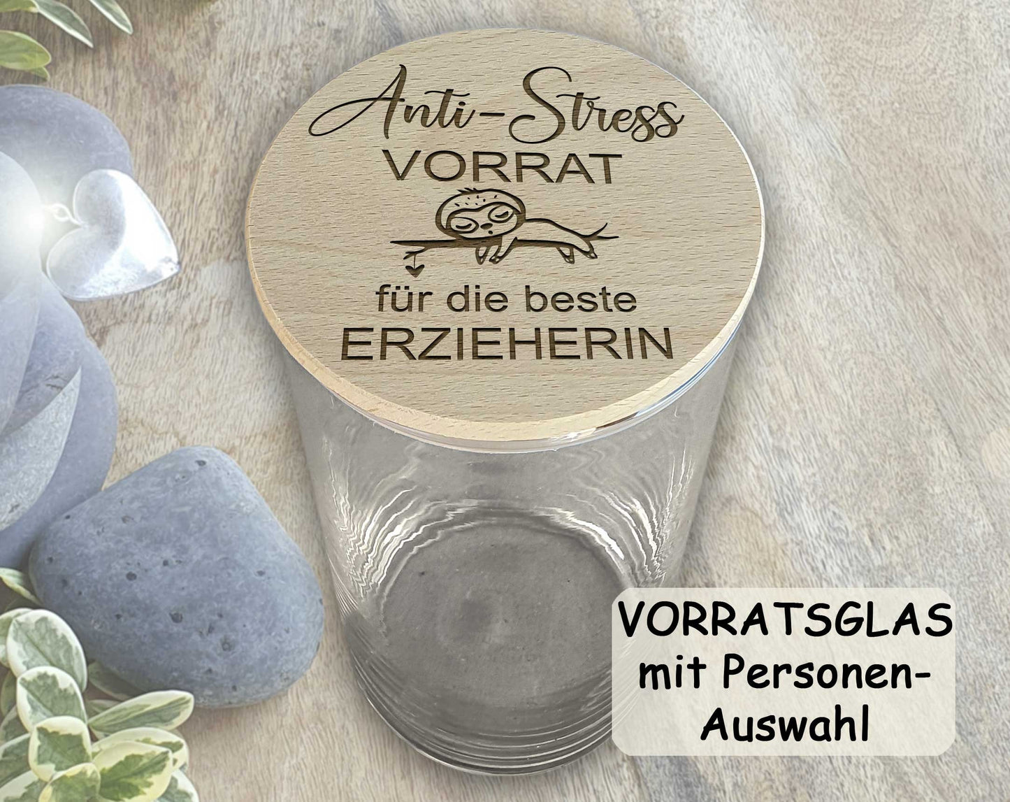 Dankeschön Geschenke XL Glasbehälter mit Holzdeckel lustige Anti Stress Geschenk Idee Danke Kleinigkeit Geburtstagsgeschenk personalisiert
