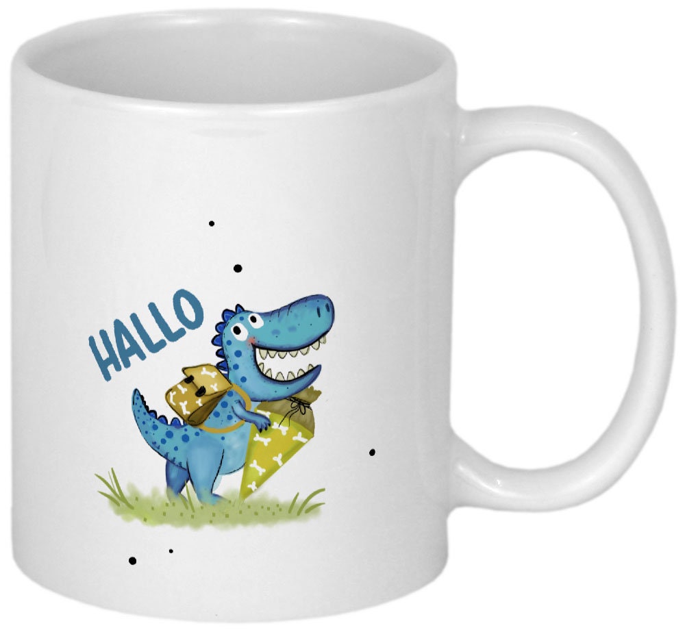 Geschenk Einschulung Junge Schuleinführung Geschenk Schulkind Tasse mit Namen Schulanfang personalisiert Schulsaurus