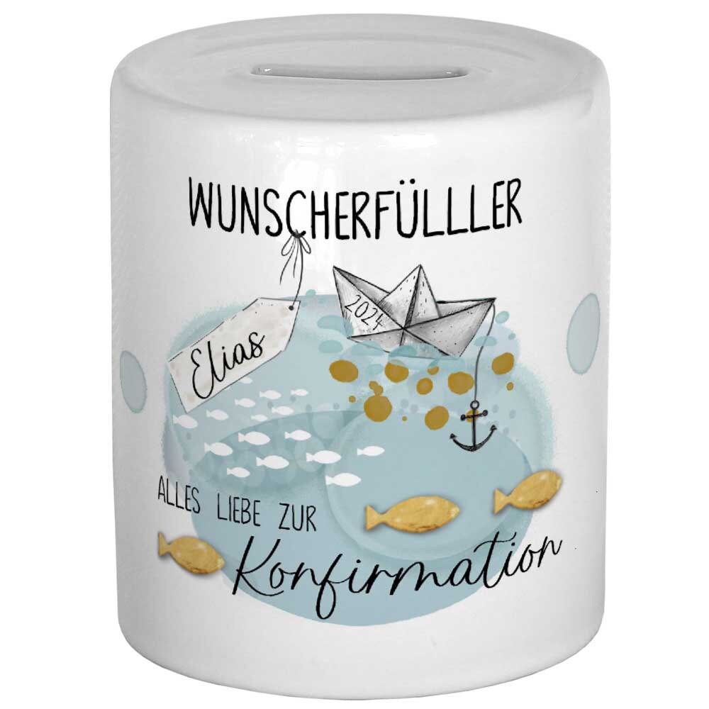 personalisierte Spardose Konfirmation Geschenk Geldgeschenk Wunscherfüller Kinderspardose Sparbüchse Konfirmationsgeschenk
