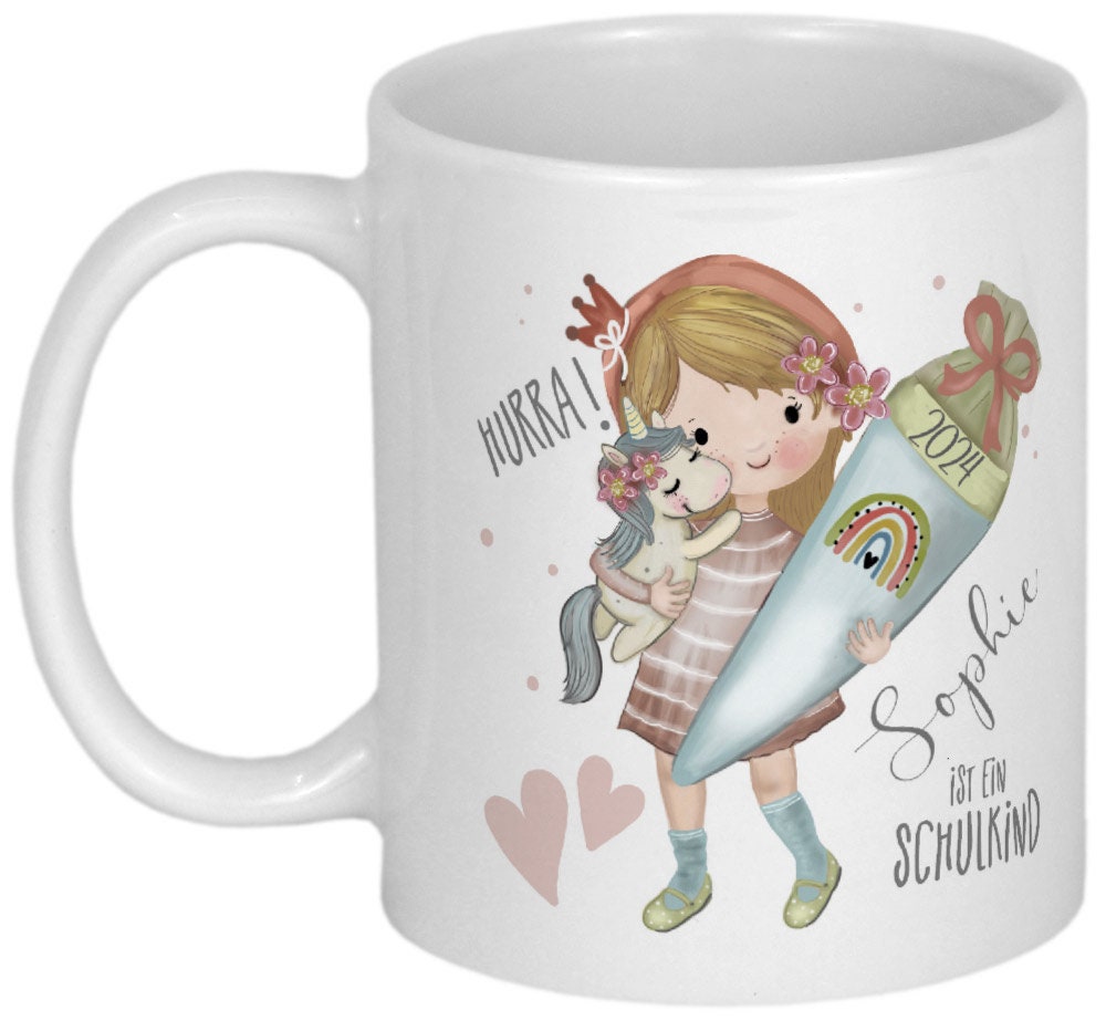 Schulkind Einschulung Geschenk personalisiert Schulanfang Mädchen Schulstart Erste Klasse Tasse Schuleinführung Schulbeginn Schulanfänger