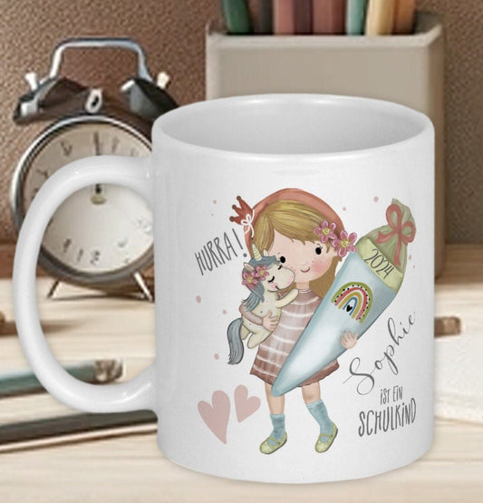 Schulkind Einschulung Geschenk personalisiert Schulanfang Mädchen Schulstart Erste Klasse Tasse Schuleinführung Schulbeginn Schulanfänger