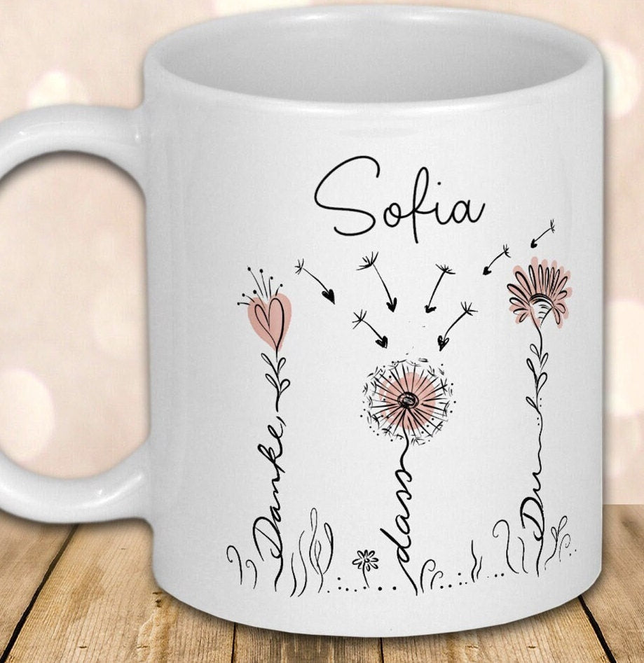 Abschied Kindergarten Abschiedsgeschenk Erzieherin Geschenk Tasse mit Namen Dankeschön Kita Tagesmutter Geschenkidee Erzieher Blumen
