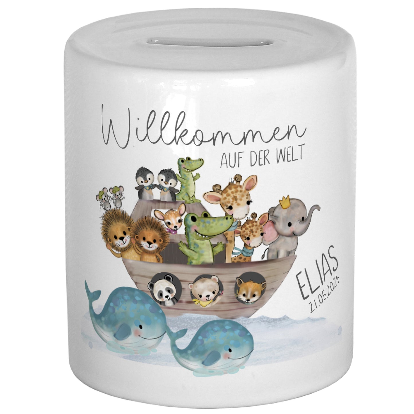 Taufgeschenk Spardose Kind Geldgeschenk Taufe Geschenke Babygeschenke Baby Geschenk personalisiert Arche Noah Geburt Geschenke Schön dass es